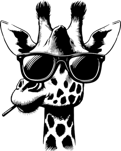 una jirafa con gafas de sol dibujando una girafa graciosa