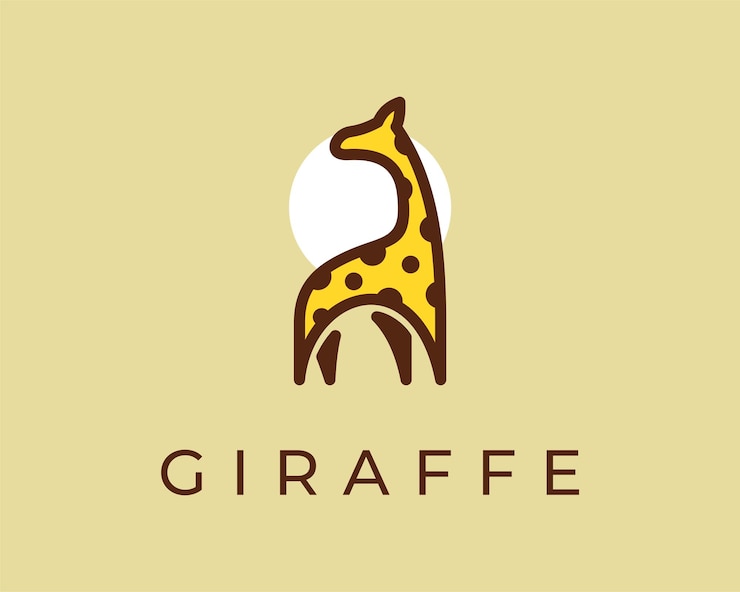 Vector jirafa safari vida silvestre africana animal linda mascota de dibujos animados juguetón moderno simple vector diseño de logotipo