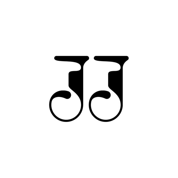 JJ monograma logo diseño carta texto nombre símbolo monocromo logotipo alfabeto carácter simple logo