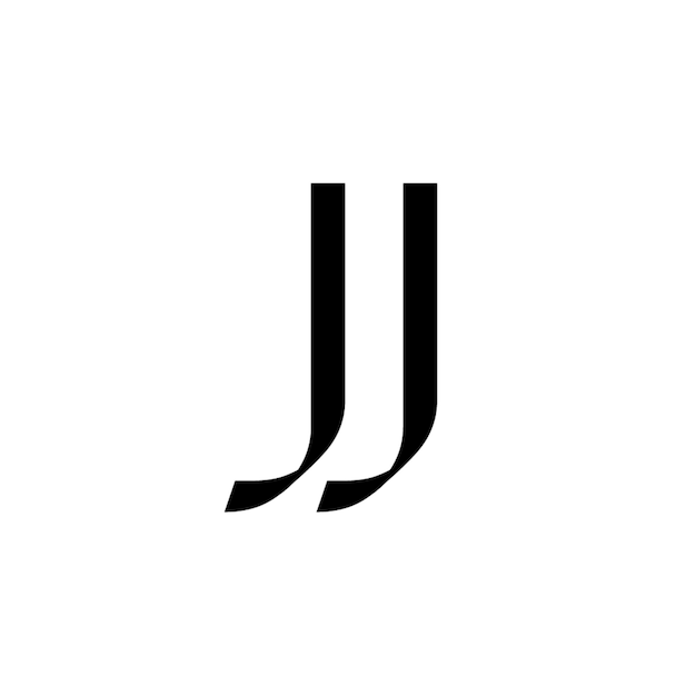 JJ monograma logo diseño carta texto nombre símbolo monocromo logotipo alfabeto carácter simple logo