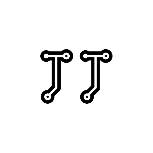 JJ monograma logo diseño carta texto nombre símbolo monocromo logotipo alfabeto carácter simple logo