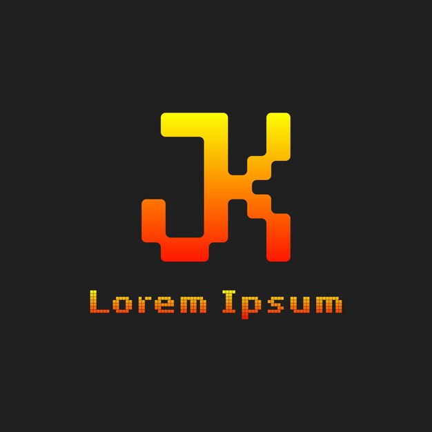 JK Letters Pixel Monogram Logotipo adecuado para cualquier negocio con las iniciales JK o KJ