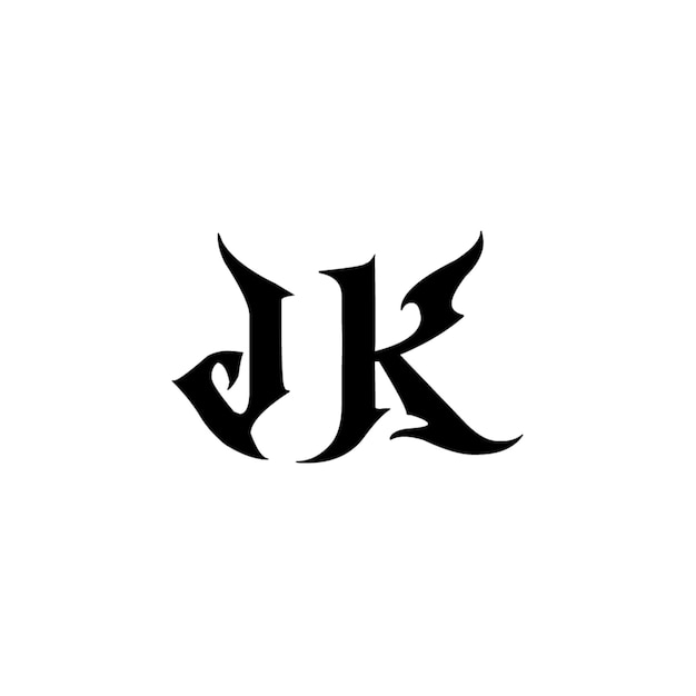 JK monograma logo diseño carta texto nombre símbolo monocromo logotipo alfabeto carácter simple logo
