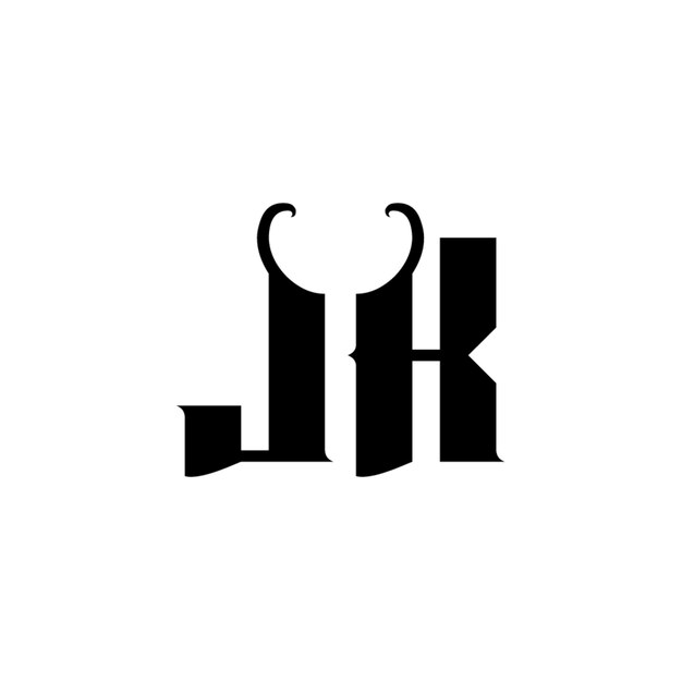 JK monograma logo diseño carta texto nombre símbolo monocromo logotipo alfabeto carácter simple logo