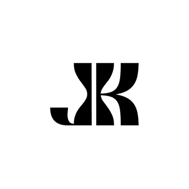 JK monograma logo diseño carta texto nombre símbolo monocromo logotipo alfabeto carácter simple logo
