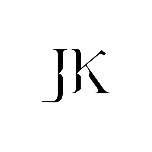 JK monograma logo diseño carta texto nombre símbolo monocromo logotipo alfabeto carácter simple logo