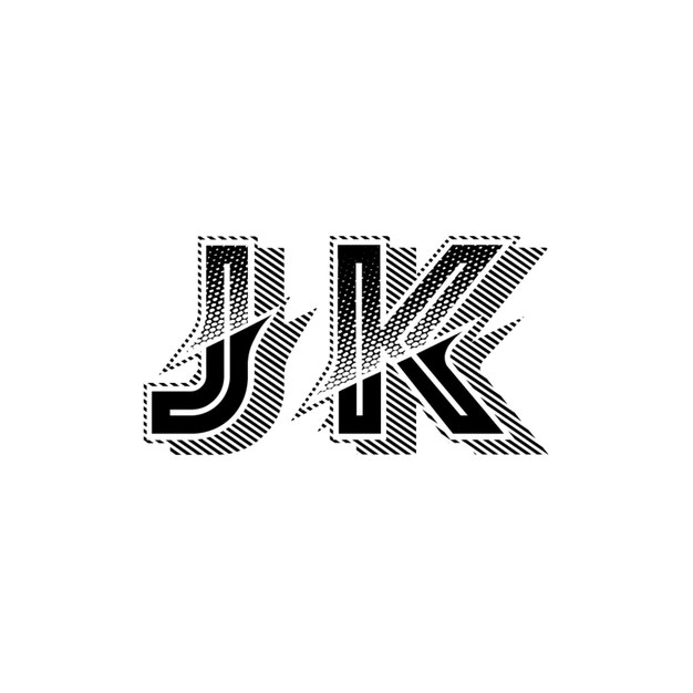 JK monograma logo diseño carta texto nombre símbolo monocromo logotipo alfabeto carácter simple logo
