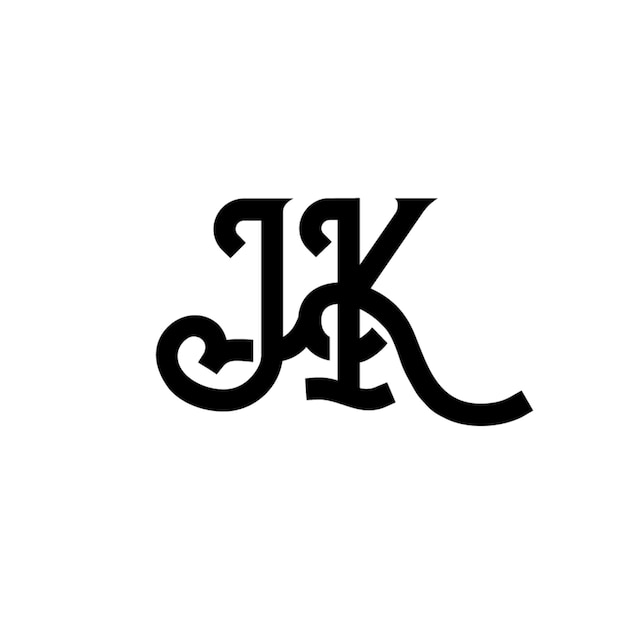 JK monograma logo diseño carta texto nombre símbolo monocromo logotipo alfabeto carácter simple logo