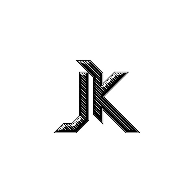 JK monograma logo diseño carta texto nombre símbolo monocromo logotipo alfabeto carácter simple logo