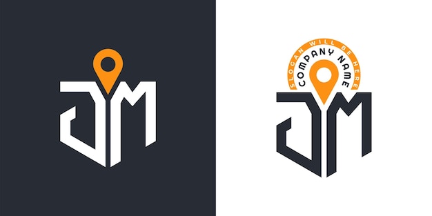 JM Location Logo Bundle Letter JM Logo Dual Vector Icons para el reclutamiento y la navegación