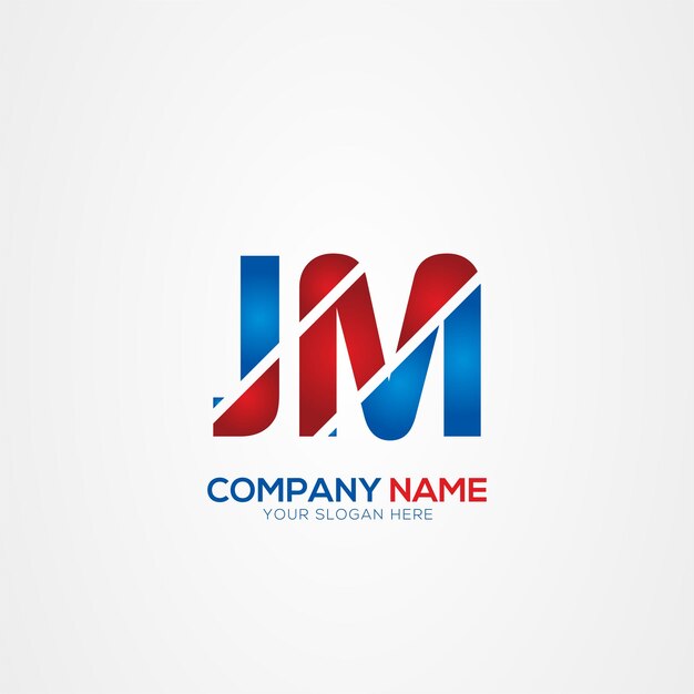 JM o MJ Creative Modern Letters Diseño del logotipo Elemento rojo y azul