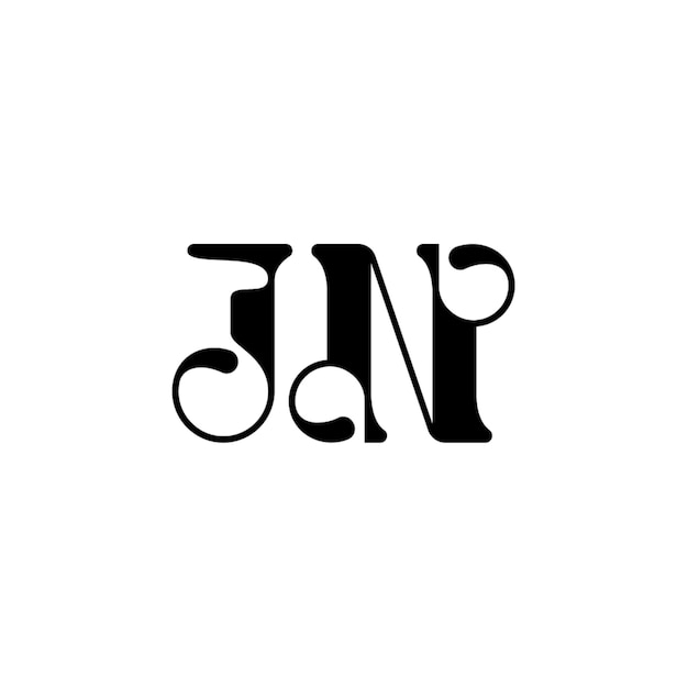 JN monograma logo diseño carta texto nombre símbolo monocromo logotipo alfabeto carácter simple logo