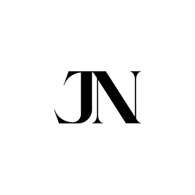 JN monograma logo diseño carta texto nombre símbolo monocromo logotipo alfabeto carácter simple logo