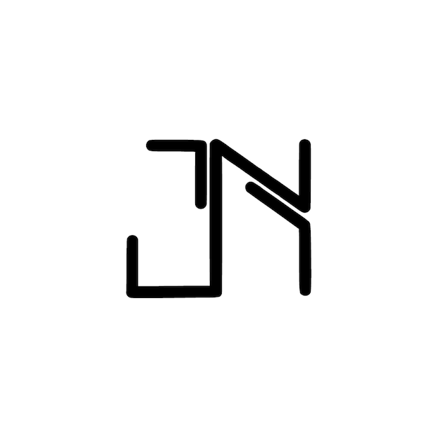 JN monograma logo diseño carta texto nombre símbolo monocromo logotipo alfabeto carácter simple logo