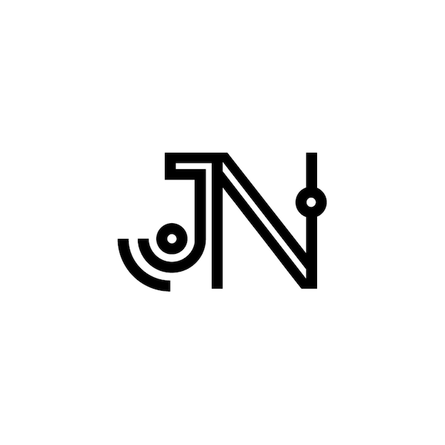 JN monograma logo diseño carta texto nombre símbolo monocromo logotipo alfabeto carácter simple logo