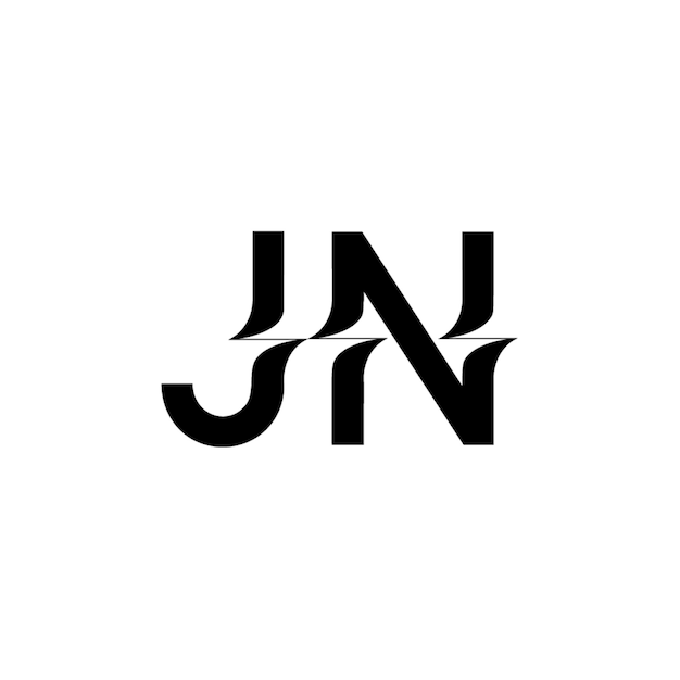 JN monograma logo diseño carta texto nombre símbolo monocromo logotipo alfabeto carácter simple logo