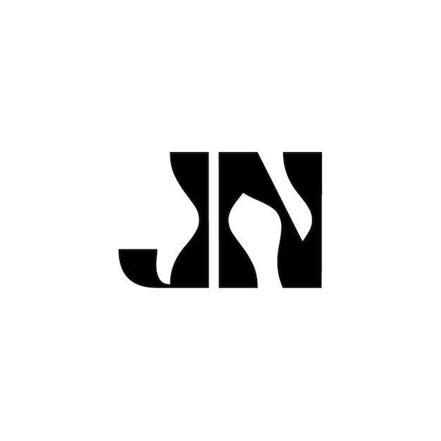 JN monograma logo diseño carta texto nombre símbolo monocromo logotipo alfabeto carácter simple logo