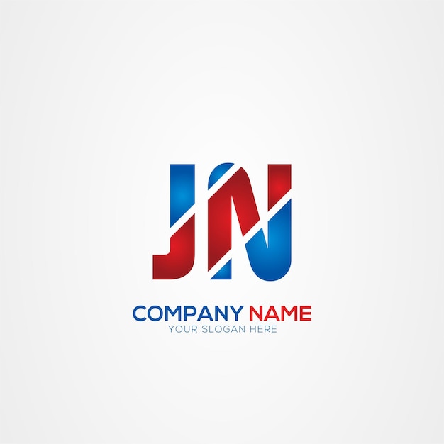 JN o NJ Creative Modern Letters Diseño del logotipo Elemento rojo y azul