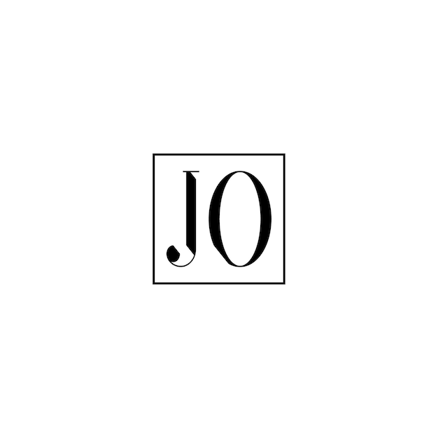 JO monograma logotipo diseño carta texto nombre símbolo monocromo logotipo alfabeto carácter simple logotipo