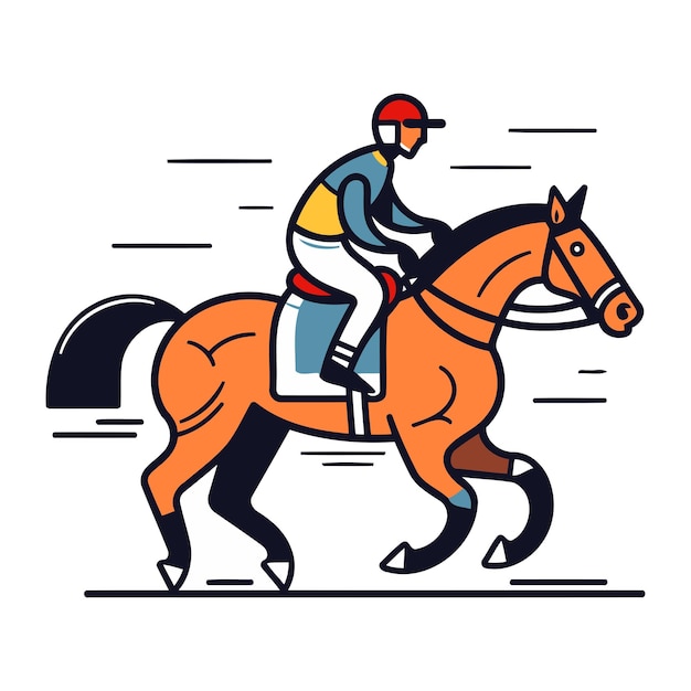 Vector jockeys y jinetes de carreras de caballos ilustración vectorial