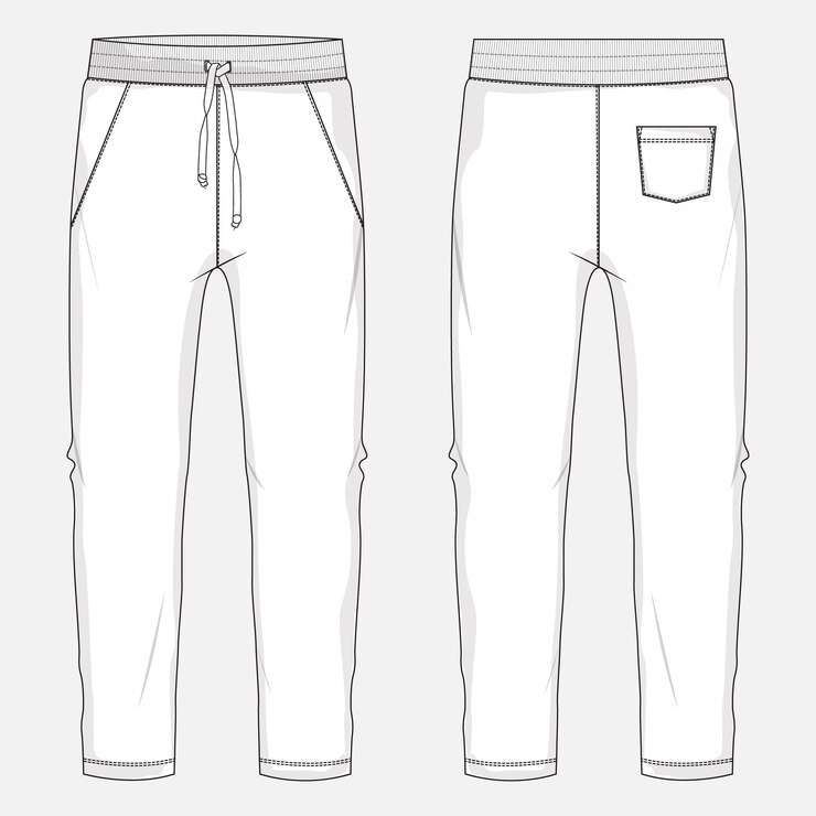 Jogger Sweatpants dibujo técnico moda boceto plano plantilla de ilustración vectorial delantero y trasero