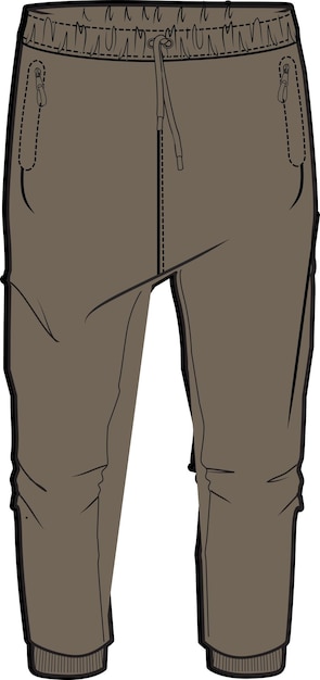 Vector joggers de ceniza para niños plantilla de ilustración vectorial paquete técnico dibujo técnico plano boceto plano