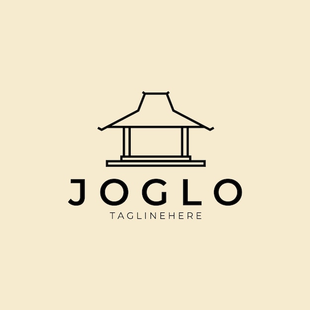 Joglo casa con diseño de plantilla de icono de logotipo de arte de línea