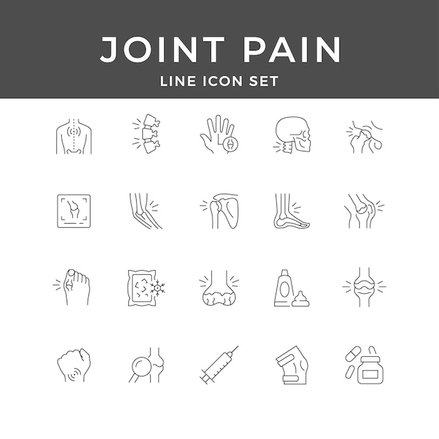 Joint Pain Line Icon Set Arthritis Inflammation Medical Bone Therapy Health Orthopedic Collection
