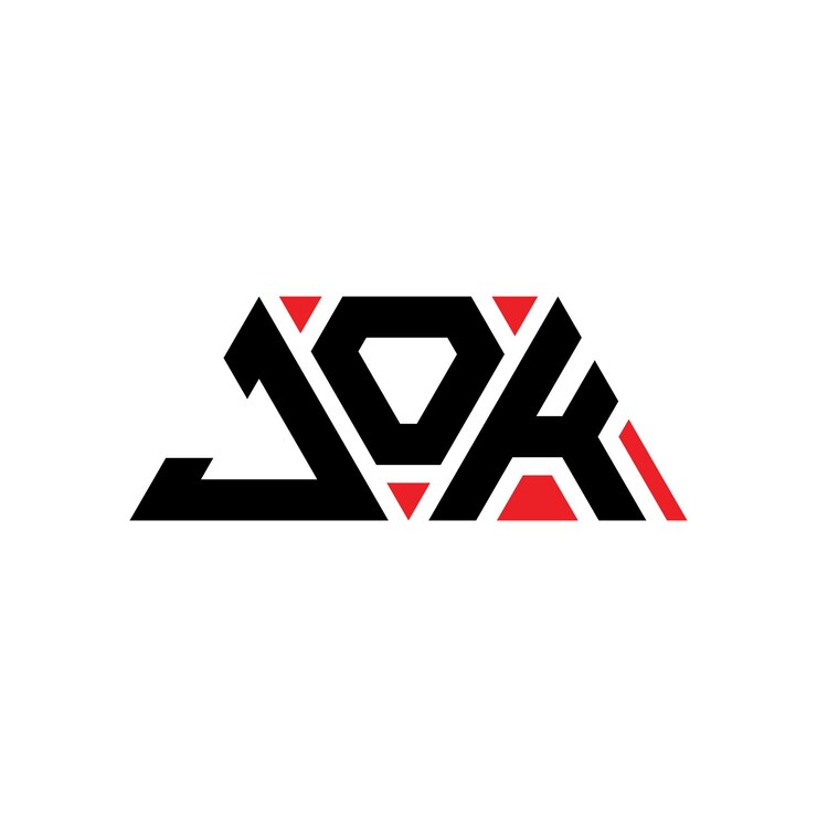Vector jok triángulo letra diseño de logotipo con forma de triángulo jok logotipo triángulo diseño monograma jok triangle vector logotipo plantilla con color rojo logotipo triangular jok sencillo elegante y lujoso logotipo jok