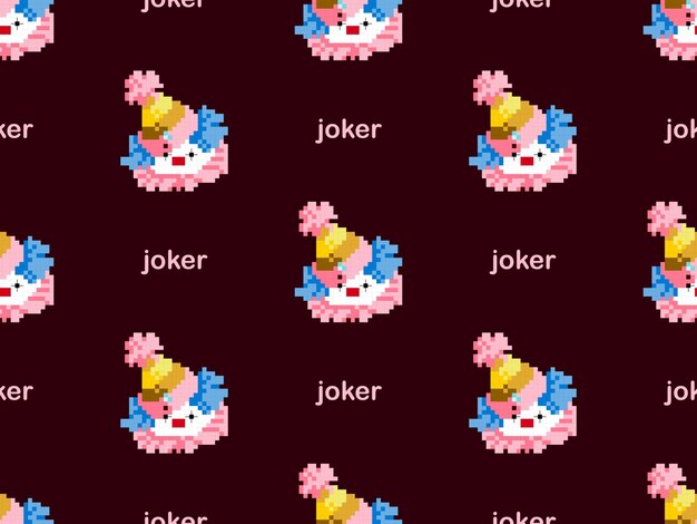 Joker personaje de dibujos animados de patrones sin fisuras sobre fondo rosa estilo pixel