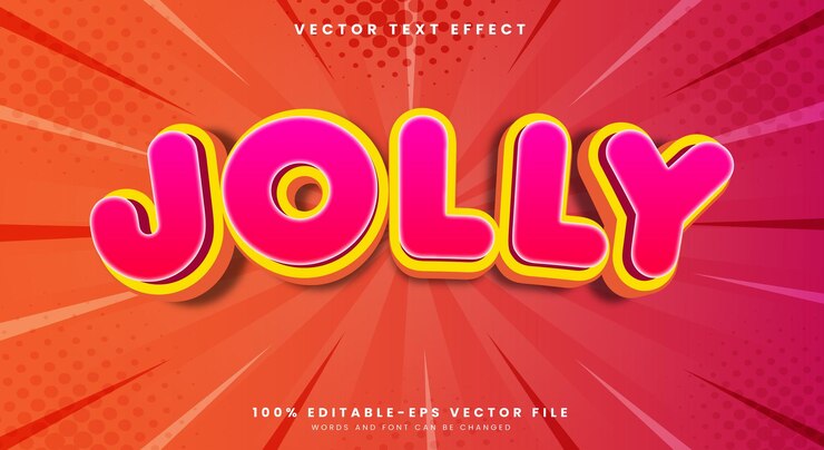Vector jolly 3d efecto de texto editable plantilla adecuada para productos alimenticios dulces
