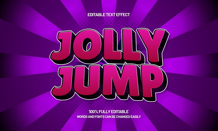 Vector jolly jump efecto de texto editable con un estilo de texto de juego y niños