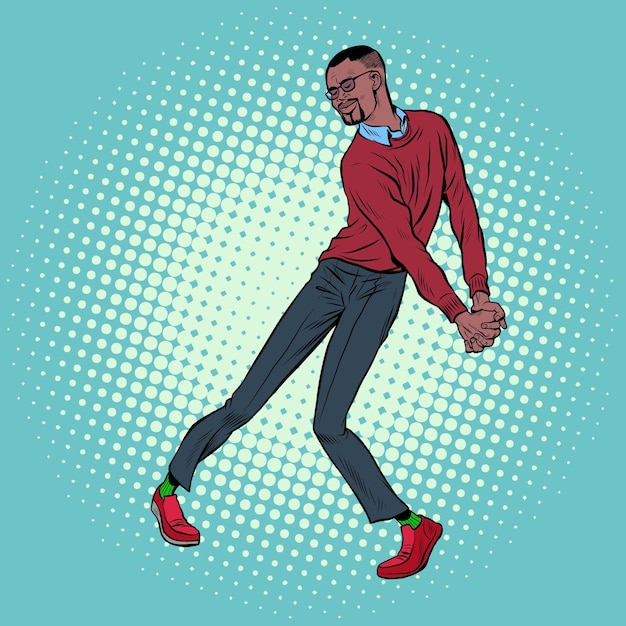 Vector joven africano bailando ropa elegante libertad y amor de fan por la música