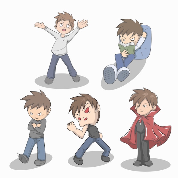 Joven anime Chibi personaje estilo vector ilustración EPS 10