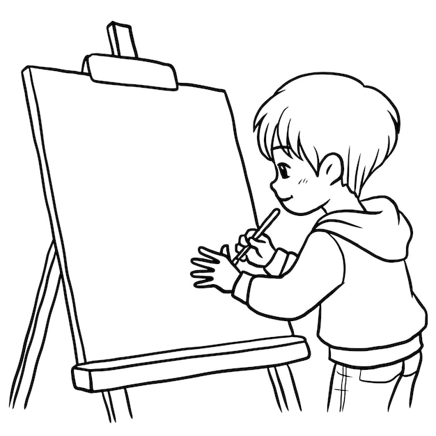 Joven artista en el trabajo