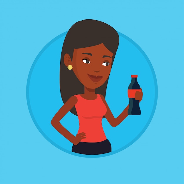 Joven bebiendo refrescos ilustración vectorial.
