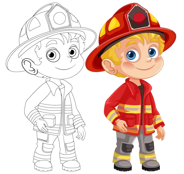Joven bombero en uniforme