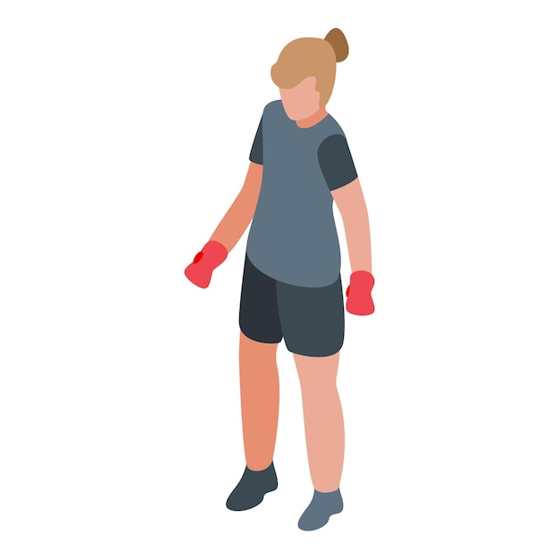 Una joven boxeadora con guantes de boxeo está entrenando boxeo