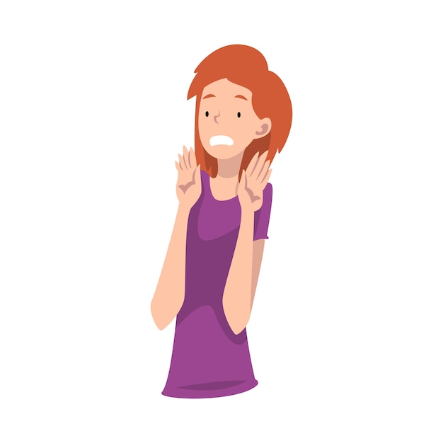 Una joven con una camisa púrpura se niega a algo ilustración vectorial