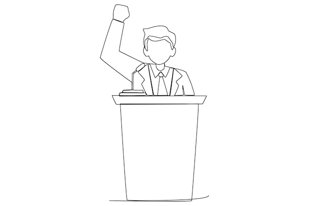 Un joven candidato presidencial haciendo campaña para las elecciones presidenciales de una línea.