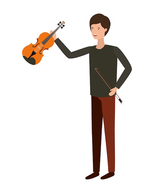 Vector joven con carácter de violín.