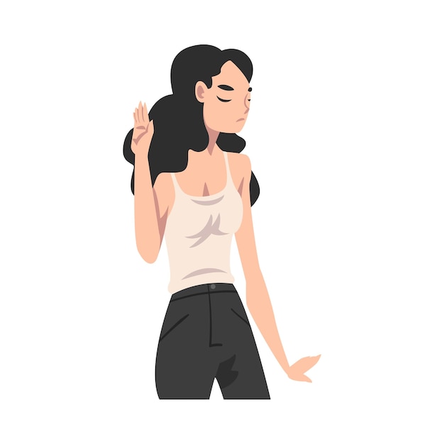 Vector joven chica morena rechazó la ilustración vectorial