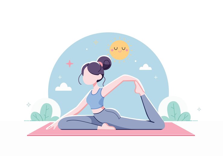 joven delgada y deportiva haciendo yoga y ejercicio físico
