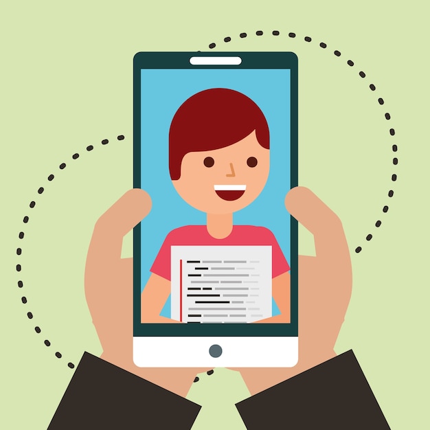 joven en el desarrollo de codificación de programa de teléfono
