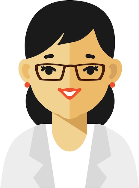 Vector joven doctor mujer avatar cara icono estilo plano