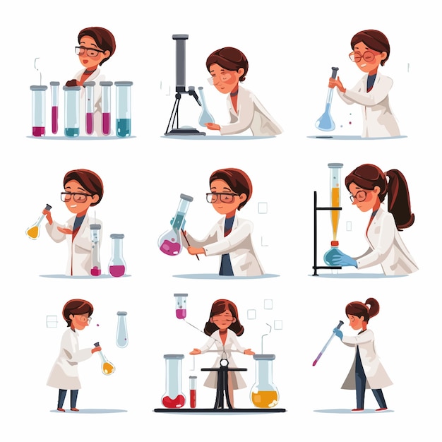 Vector joven_dona_científica_trabajando_en_el_laboratorio