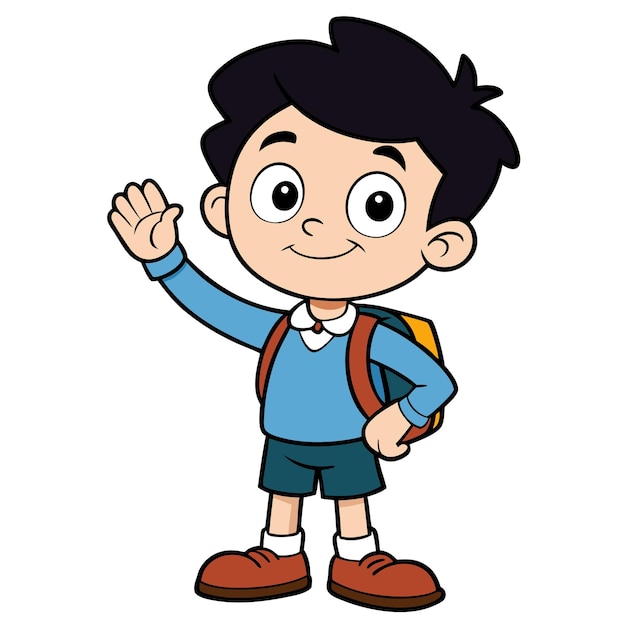 Joven escolar que dice hola
