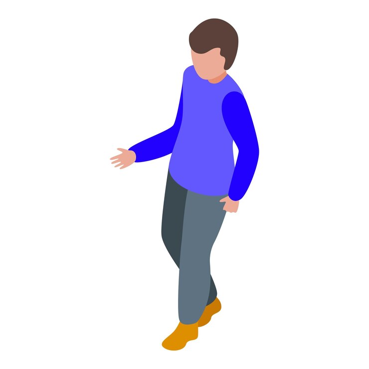 Vector el joven está caminando con ropa casual icono isométrico