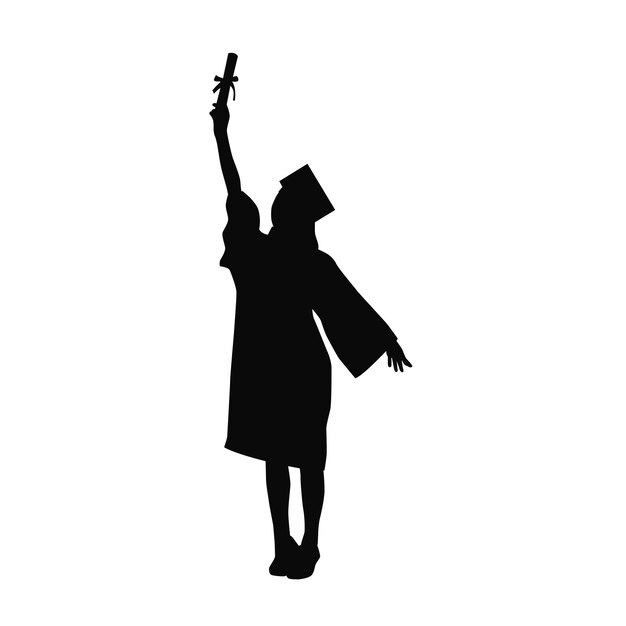 Una joven estudiante graduada silueta