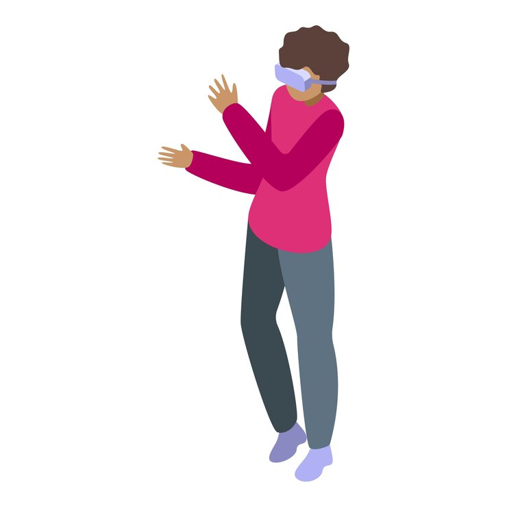 Vector joven experimentando la realidad virtual con auriculares